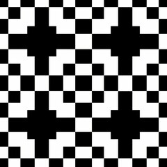 Obraz premium Seamless black and white geometric pattern with square shapes, perfect for backgrounds, wallpapers, and digital artwork.