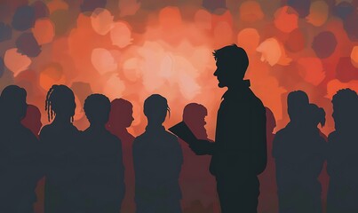 Silhouettes of People at a Gathering