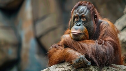 Portrait of a Thoughtful Orangutan