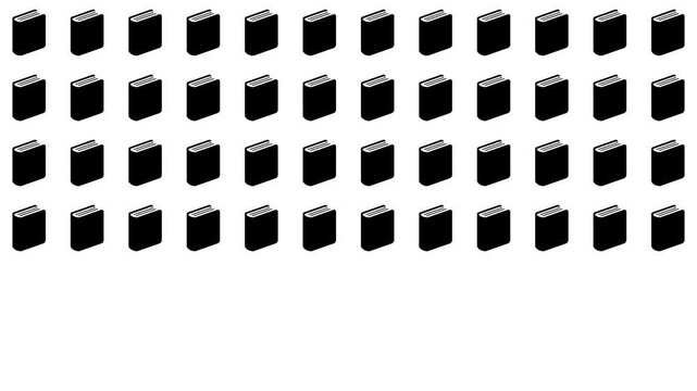 Book icons increasing from left to right. Infographic background concept. White, Black, and Green Screen Background. Stylish pictogram, 4K motion graphic with blur and opacity animations