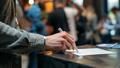 Signing a Paper at a Conference