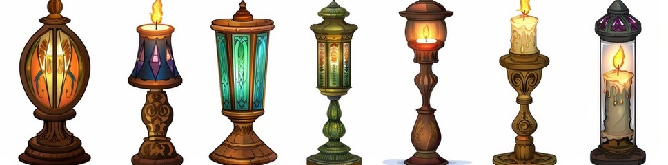 The lantern with candle clipart collection is modern, icon-based and isolated from the background