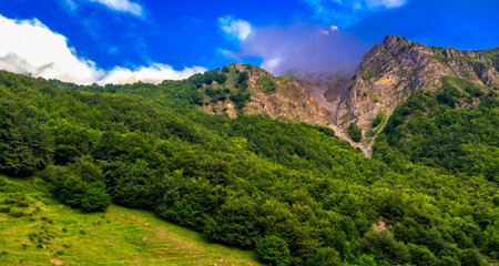 Mountains View from Route of La Braña de Mumian PR.AS-11, Somiedo Natural Park, Principado de...