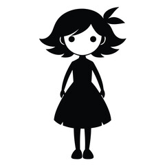 Fototapeta premium Girl Silhouette black color Image silhouette, isolated white background
