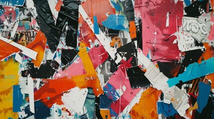 Fototapeta premium Dynamic Abstract Urban Art with Vivid Colors and Textured Surfaces on Canvas