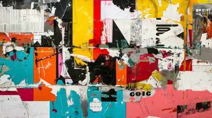Colorful Urban Abstract Art Collage with Mixed Media Graffiti and Texture