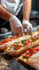 sandwich maker preparing subway sandwich 