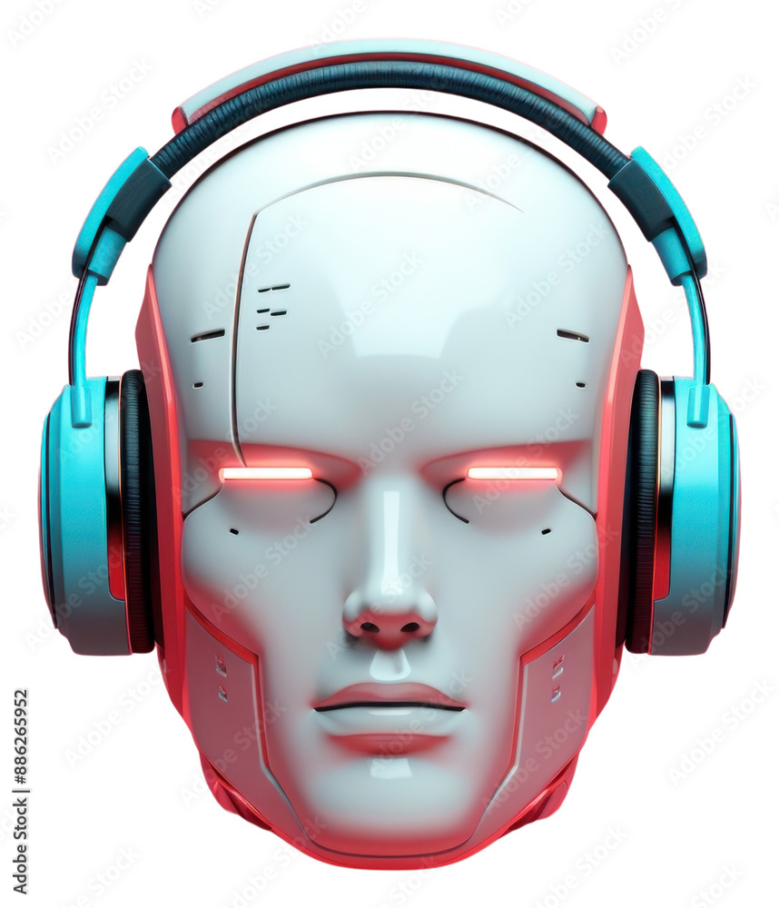 Wall mural PNG Head robot headphones electronics technology.