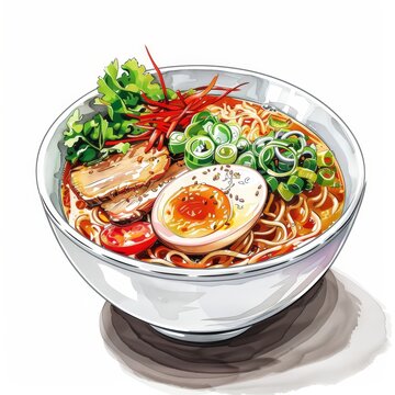 recommend clip art: Modern illustration of a ramen noodle clipart with a transparent background.