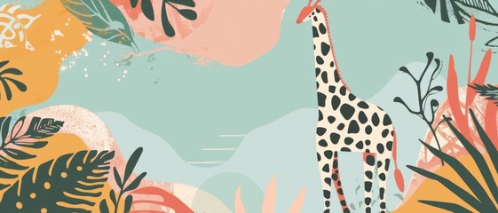 A social media post template featuring geometric safari animal prints, adding a wild and colorful touch