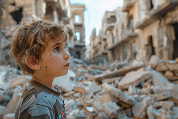 Apocalypse dangerous nature disaster ruined city generative Ai concept