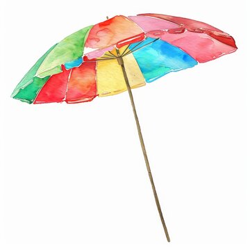 recommend clip art: Beach umbrella watercolor clipart isolated on white