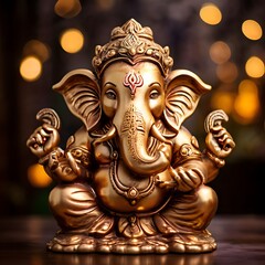 Fototapeta premium hindu god ganesha statue in temple