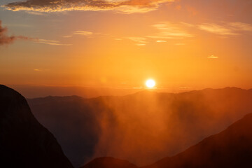 Sunrise from Senjogadake mountain in South Alps of Japan
