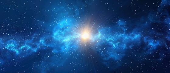 Naklejka premium design anime sunburst, abstract concentric blue elements, dynamic and vibrant. 