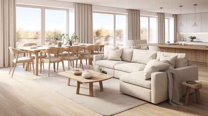 Obraz premium Modern Minimalist Living Room with Warm Natural Light