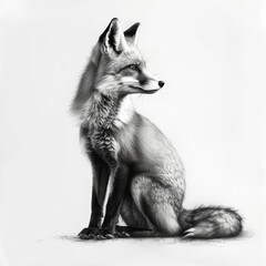 Fototapeta premium Drawing by pencil of a baby fox animal produced by stock