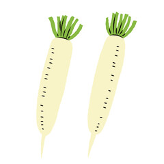 シンプルな大根のイラスト｜ベクター