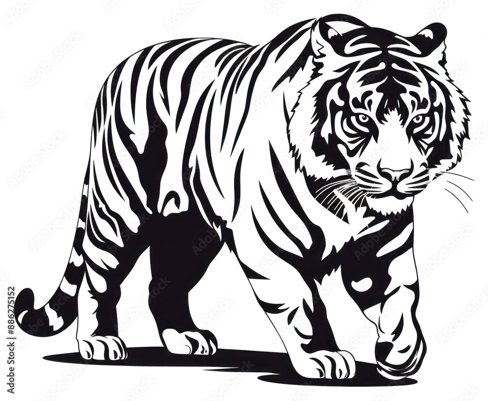 Canvas Prints png tiger line print on brush stroke wildlife animal mammal.