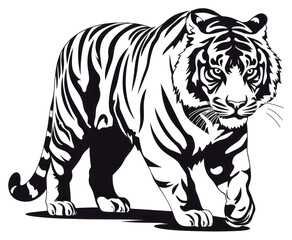 Obraz premium PNG Tiger line print on brush stroke wildlife animal mammal.
