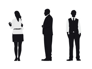 silhouettes of people working group of standing business people vector