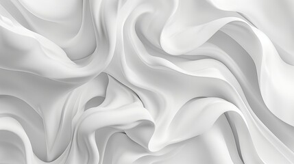 Fototapeta premium Abstract Background, White Silk Fabric, Flowing Wavy Drapery, Satin Texture with Waves, 3D Render