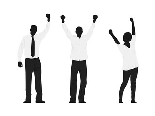 silhouettes of people working group of standing business people vector
