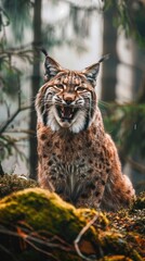 Obraz premium A Wild Lynx in the Forest
