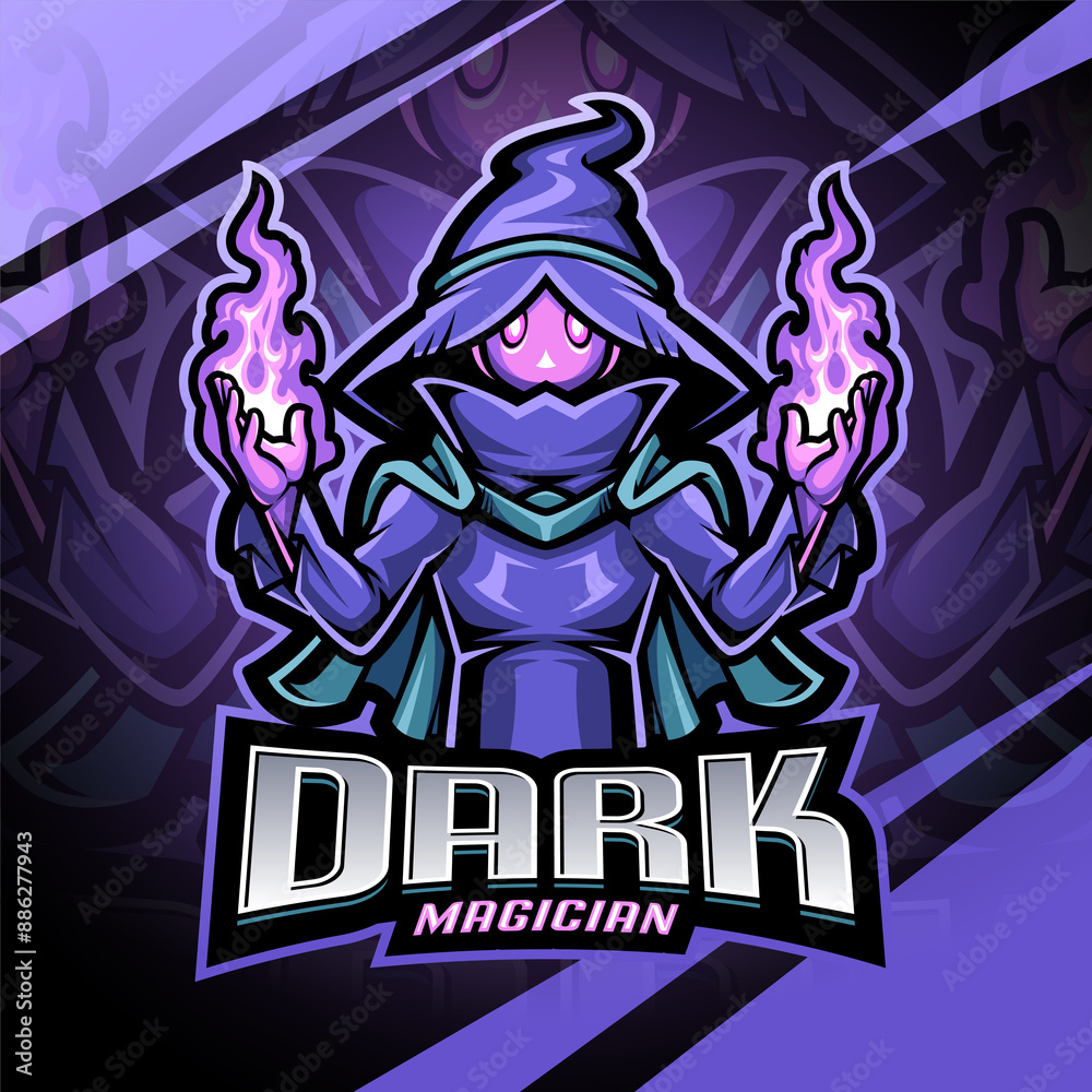 Wall mural Dark magician esport mascot logo design