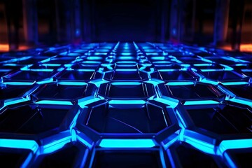 Obraz premium Hexagonal abstract metal background with light ai generated 