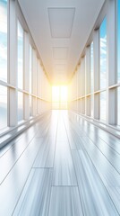 Obraz premium A large, empty hallway with a sunbeam shining through a window