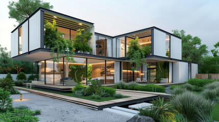 Fototapeta premium Innovative sustainable building design in modern architecture.