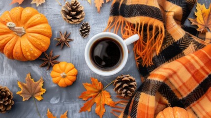 Cozy Autumn Afternoon: Coffee, Pumpkins, and Plaid