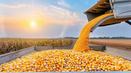 Golden Harvest Under a Setting Sun