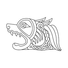 Animal head in Celtic style vector illustration.