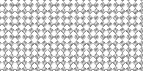 Overlapping Pattern Minimal diamond geometric waves backdrop abstract wave line. black seamless tile stripe overlap creative retro square line backdrop pattern white background.