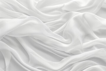 Obraz premium Soft, White Sheer Fabric Draped in Flowing Waves, Abstract Background, 3D illustration render.