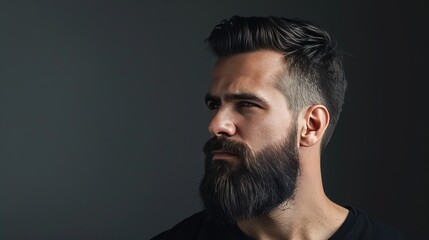 Obraz premium Perfect beard. Close-up of young bearded man standing against grey background