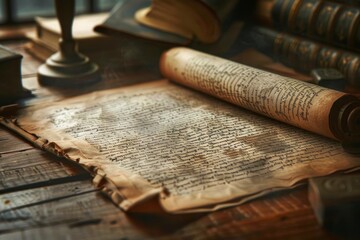 An aged book lies still on a wooden table, showing signs of wear and history, Create a visual interpretation of the Preamble to the Indian Constitution for Republic Day