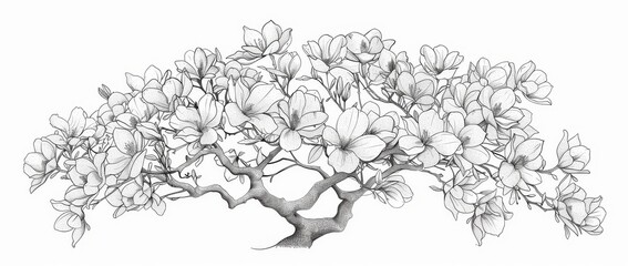 Black and white vintage trees stand out beautifully against a white background