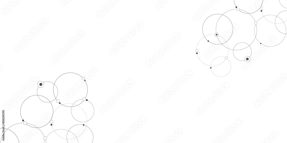 Wall mural Vectors Geometric circuit dots and lines connection for communication technology and social network concept background.