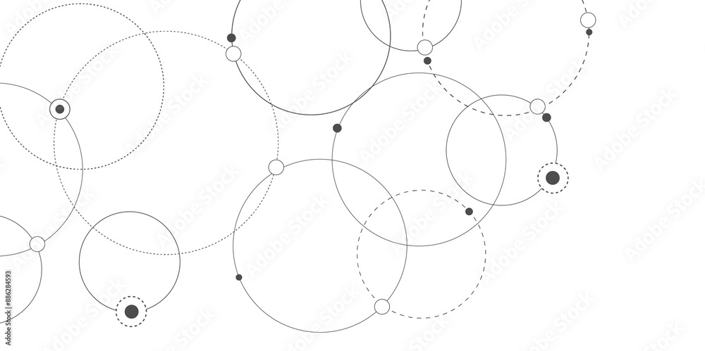 Wall mural vectors geometric circuit dots and lines connection for communication technology and social network 
