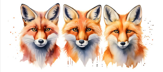 Obraz premium Illustration in aquarelle and watercolor.Fox.
