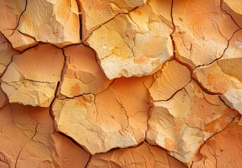 Naklejka premium Cracked Orange Sandstone Wall Texture