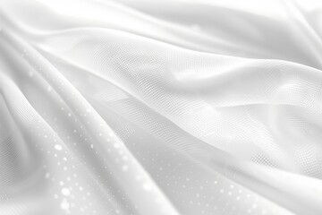 Fototapeta premium Soft, Delicate White Fabric with Polka Dot Pattern in Elegant, Flowing Drapes, Texture Background