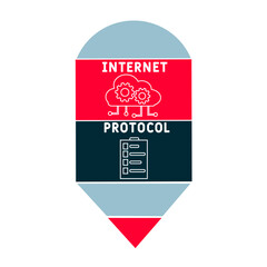 IP - internet protocol acronym, concept background. vector illustration concept with keywords and icons. lettering illustration with icons for web banner, flyer
