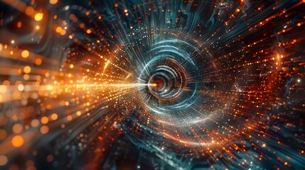 100. Abstract visualization of quantum computing solving complex marketing algorithms