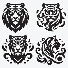 Fototapeta premium Tiger Vector Illustration Silhouette Collection