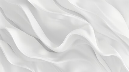 Fototapeta premium White Fabric Texture, Wavy Cloth Background with Gentle Waves, Silk, Satin Swirling Ripples Design.
