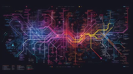 80. Digital marketing workflow visualized as an intricate subway map